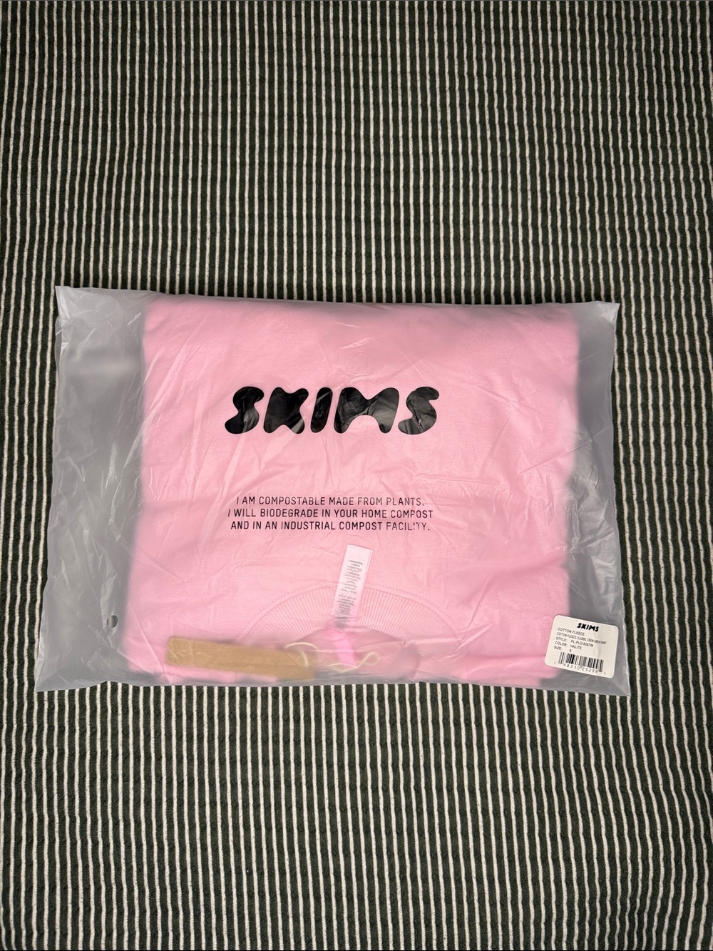 SKIMS Cotton Fleece Classic Crew Sweatshirt Halite Pink Small